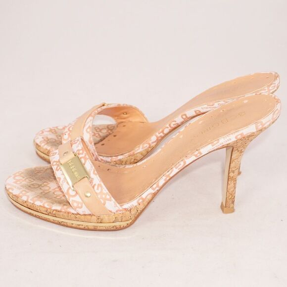 BCBGirls Heeled Slip On Sandals w Pink Logo Strap - Picture 7 of 9